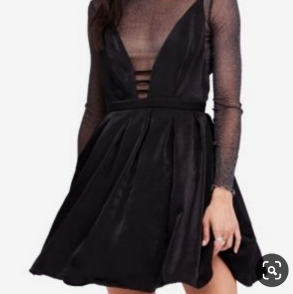 Free People dress (black) deep v, plunge spaghetti prom Macy's Tags - Picture 2 of 5